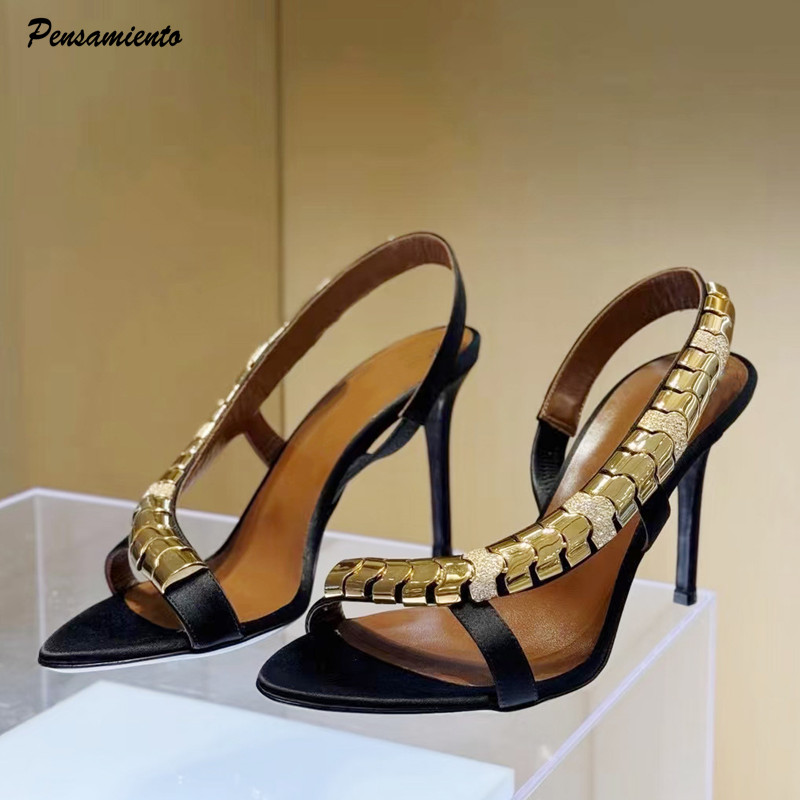 Summer Clothing Sale Women - Sandalias de gladiador de satén con