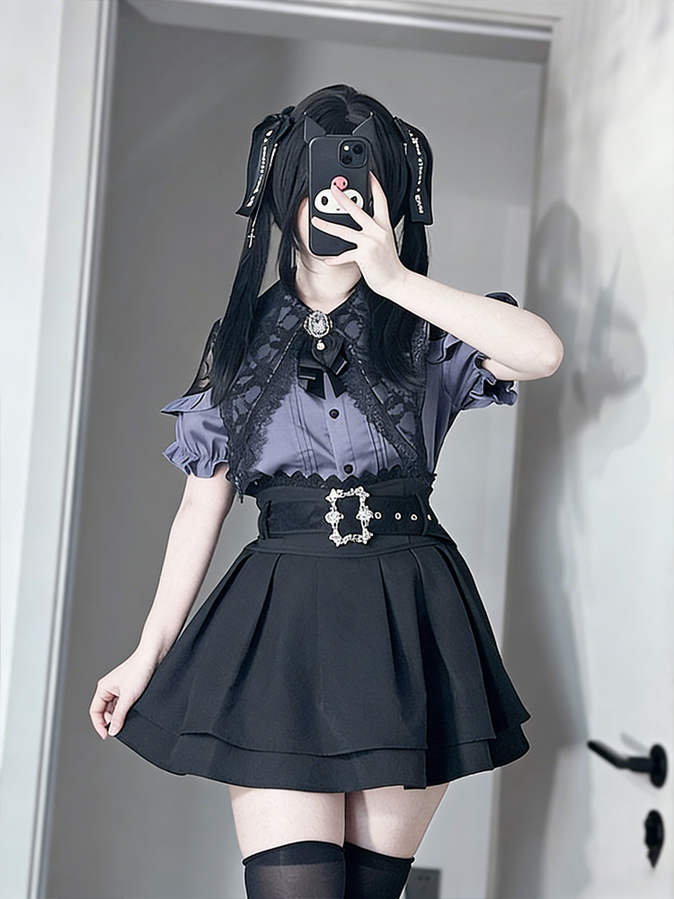 Summer Goth Clothing - Conjunto de dos piezas de camisa