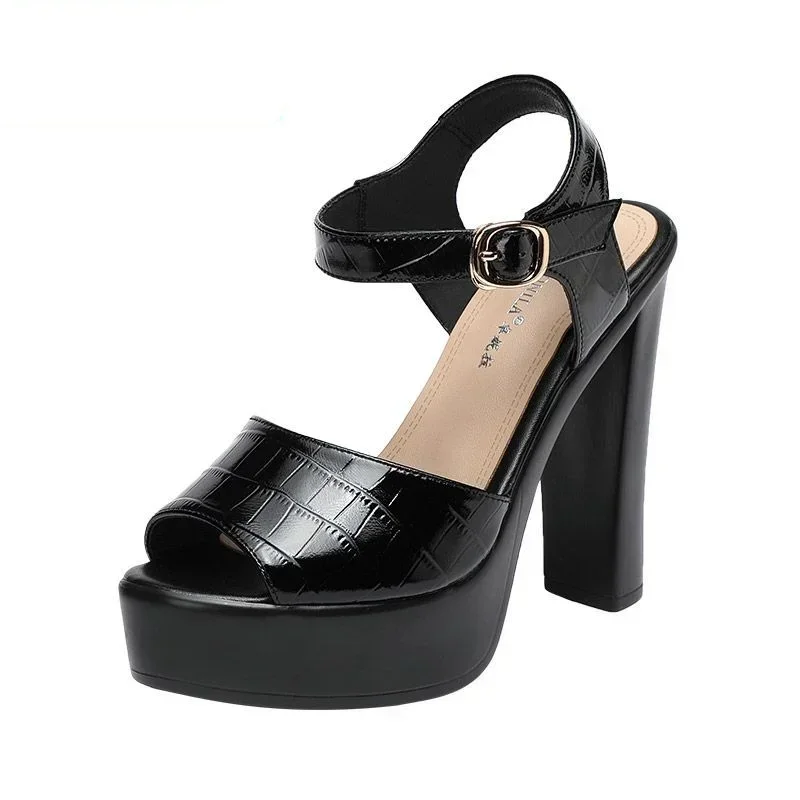 Summer Clothing Sale Women - Sandalias de cuero genuino de 10cm