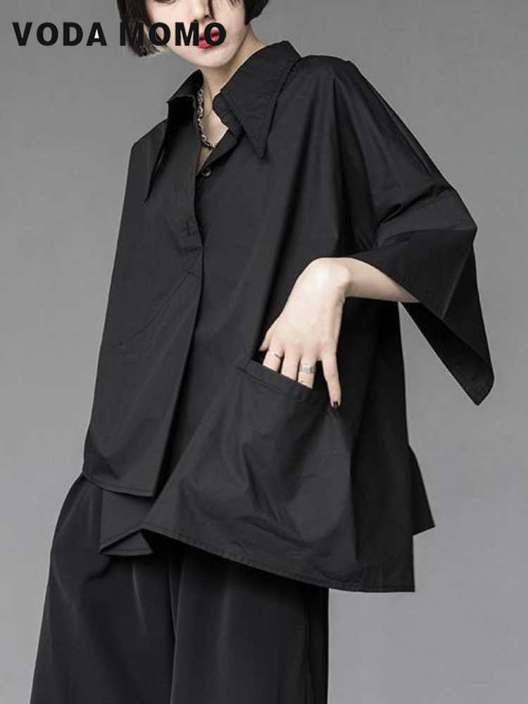 Summer Goth Clothing - Y2K-Blusa holgada de gasa para mujer,