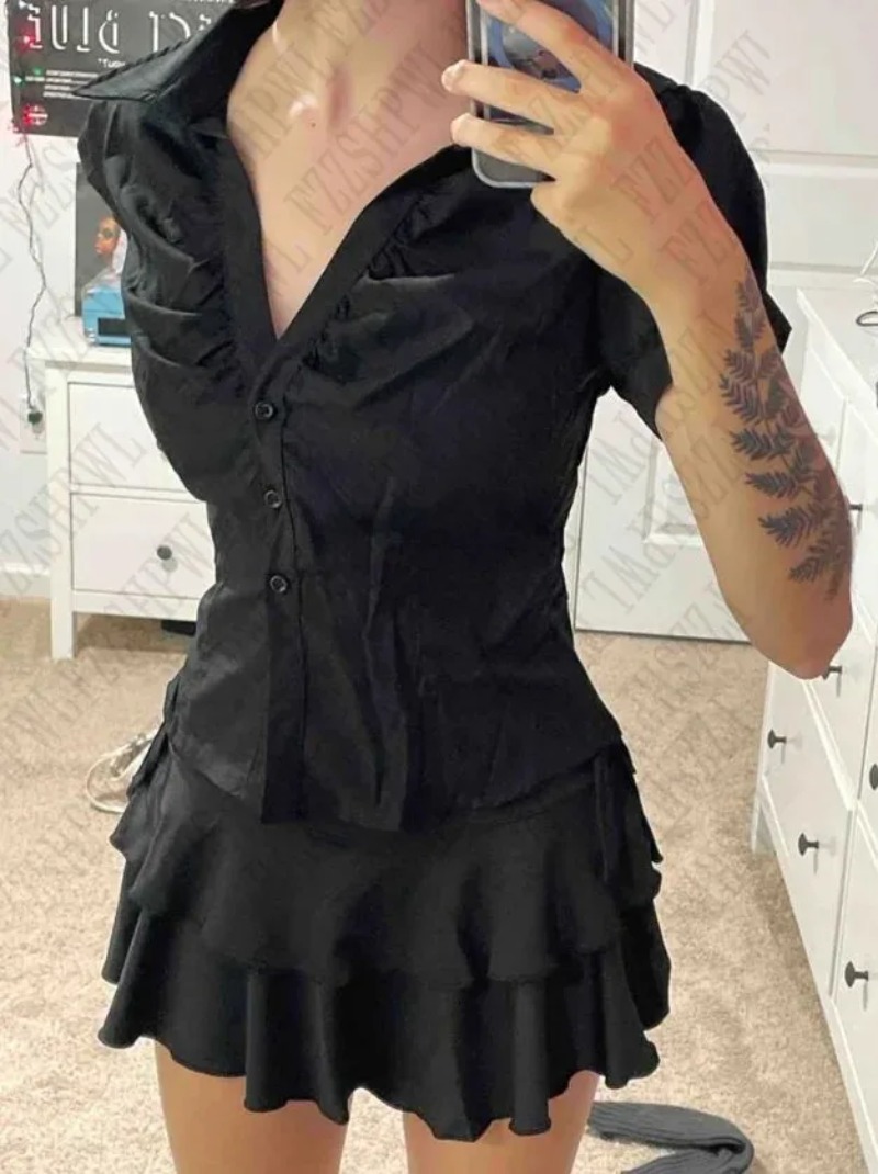 Blusa Grunge Y2K para Mujer, E - Summer Goth Clothing reseña y precio